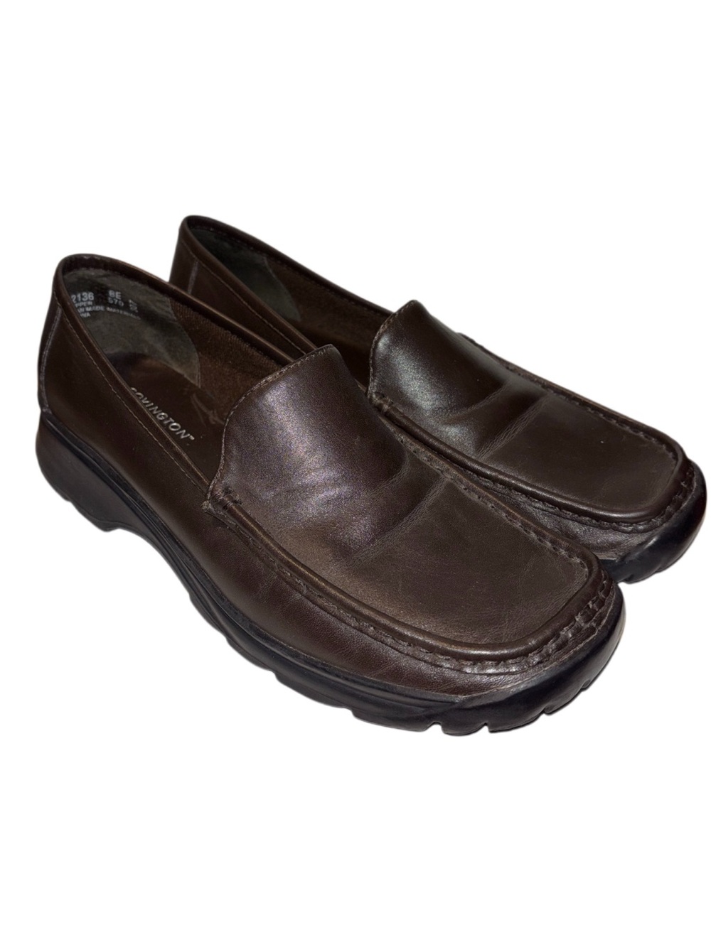 Covington Brown Leather Slip-On Loafers chunky sole women's size 10